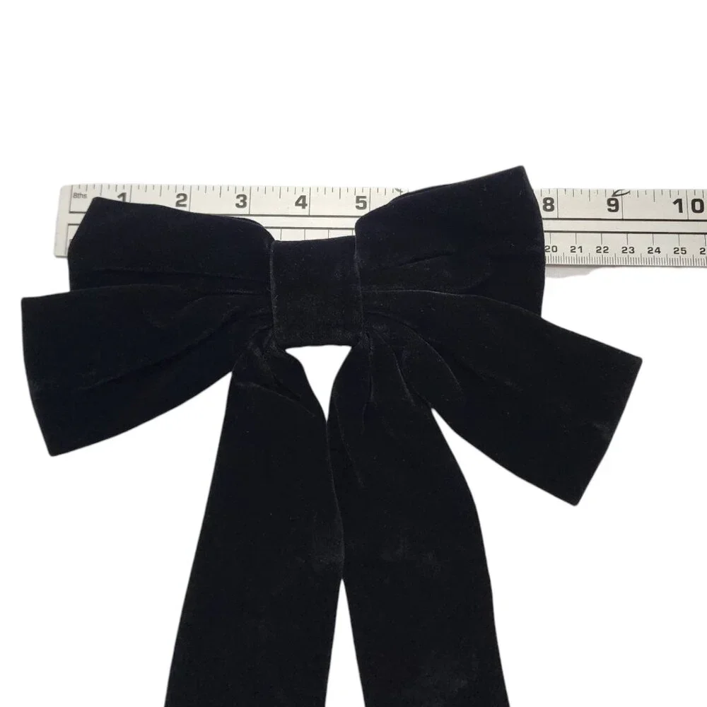 Commense large Black Hair Bow with Long Tail Black Bow Hair Clip with Metal Clip